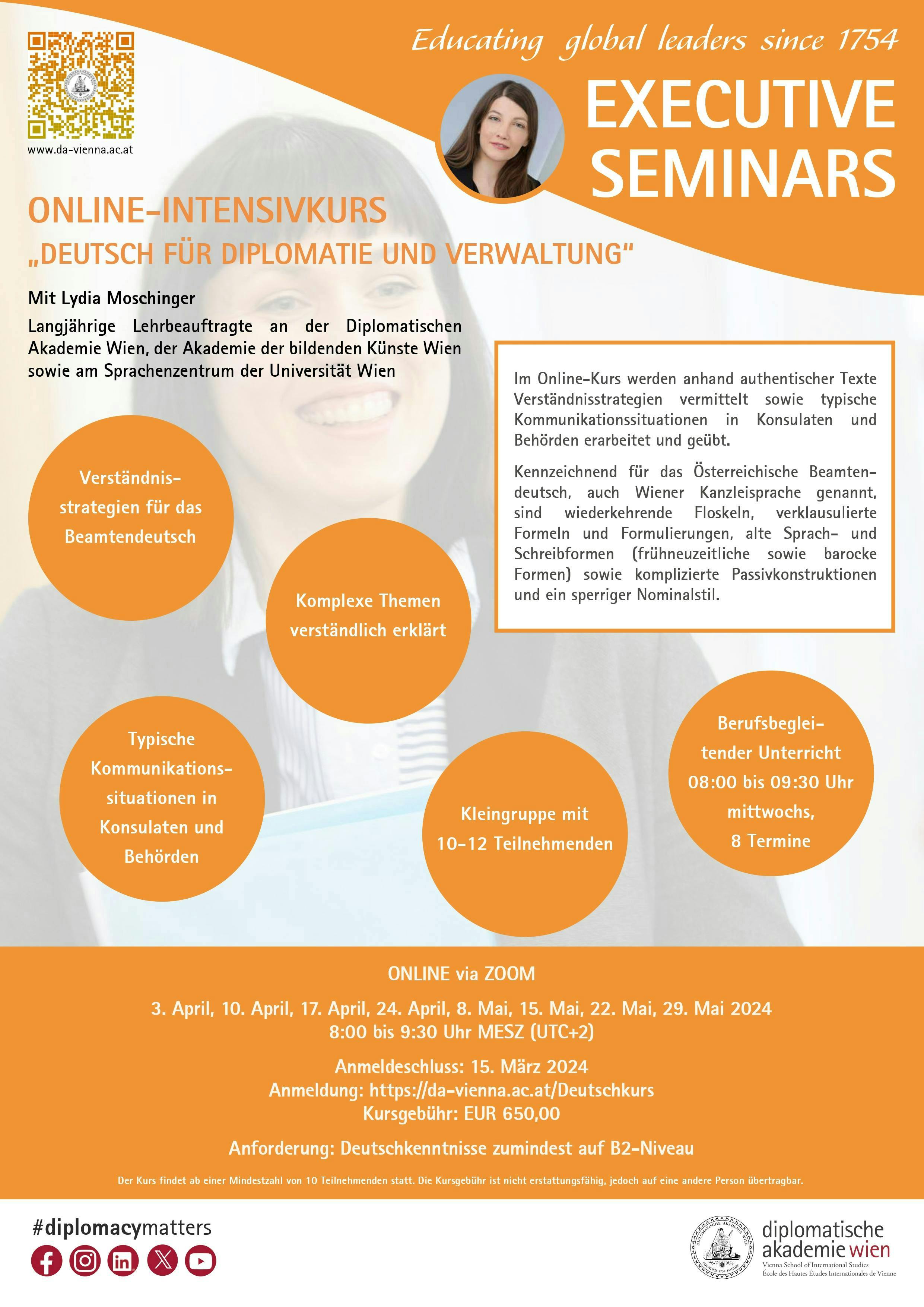 Online intensive course “German for the diplomatic and management sphere”